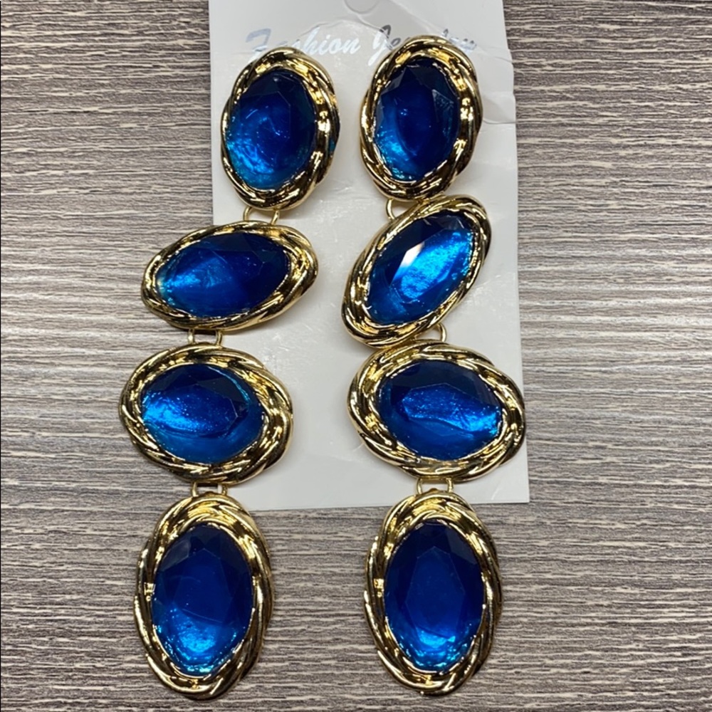 Gold and Blue Earrings